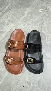 Büyük boy 36-43 siyah kahverengi düz taban sandalet flip flop açık slaytlar kadınlar için - Product Image 2