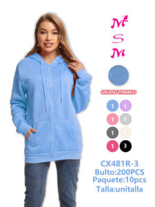 Sudadera con Capucha y Cierre de Cremallera para Mujer, con Diseño de Letras Bordadas, Bolsillos Delanteros, Estilo Casual para Otoño, 100% Algodón, Corte Regular - Product Image 3