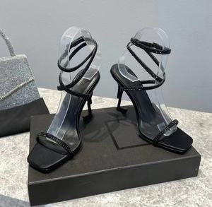 Sandalias de Tacón Alto de Lujo de Marca Famosa de Alta Calidad para Mujer, Sandalias de Fiesta con Correa de Tobillo de Cristal a la Moda - Product Image 6