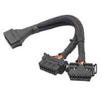 Haute Qualité OBD2 16Pin Mâle Double Femelle Y Splitter Câble D'extension 30cm Nylon 20AWG Full Core Universel Automobile Moto