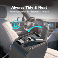 Nuevo Cargador de Coche Retráctil 6 en 1, Cargador de Coche de Alta Potencia de 135 W, Adaptador de Carga Rápida USB C, Accesorios para Coche para iPhone y Galaxy