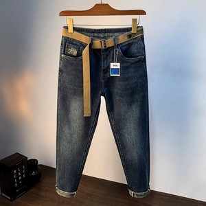 धुली डेनिम पुरुषों की 2025 शरद ऋतु उच्च अंत विंटेज मध्यम वॉश मध्य कमर के बूट ढीले स्लिम-फिट खिंचाव आकस्मिक पैंट - Product Image 2