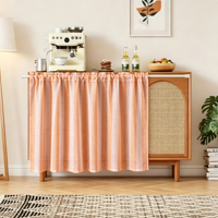 Rideau de couverture de rangement multifonctionnel moderne en mélange de lin isolant, rayé orange et rose, pour armoire de cuisine et décoration de buffet