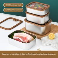 Contenants de stockage alimentaire en acier inoxydable - Ensemble de couvercles en verre résistant à la chaleur pour une préparation des repas sécurisée, idéal pour la cuisine, le bureau et le camping