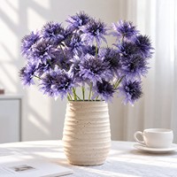 Vente en gros de chrysanthèmes en soie réalistes à 3 têtes, branche flexible, fleurs artificielles pour mariage