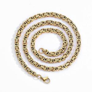 Chaîne <span class=keywords><strong>d</strong></span>'empereur en acier inoxydable de 4 mm pour <span class=keywords><strong>homme</strong></span>, bracelet en acier titane plaqué <span class=keywords><strong>or</strong></span> 18 carats, personnalisable en gros directement de l'usine - Product Image 1
