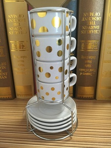Hot Selling Stoneware Ceramic Colorful <strong>Stacking</strong> Espresso Cup and Saucer <strong>Set</strong> Stackable Porcelain Coffee <strong>Mugs</strong> <strong>Set</strong> - Product Image 5