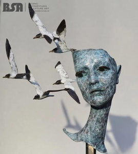 청동 주물 인간 얼굴 조각상 추상 청동 얼굴 조각 호텔 장식용 청동 금속 사람 얼굴 조각 - Product Image 5