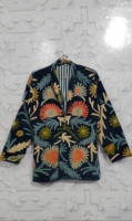 Veste matelassée classique 100 % coton tissé imprimé respirant et écologique pour femme, style bohème, pour l'automne/hiver et les festivals