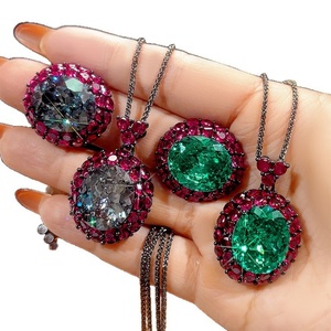 Vintage Jewelry Eco-friendly Copper Black Gold Plated 15*18mm Multicolor Zircon <b>Jewellery</b> Sets for Women High Quality <b>Tu</b> - Product Image 2