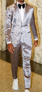 Costume de mariage de luxe pour hommes, <span class=keywords><strong>pantalon</strong></span> de <span class=keywords><strong>smoking</strong></span> <span class=keywords><strong>slim</strong></span> fit fait à la main pour le marié, les affaires et les événements spéciaux - Product Image 5