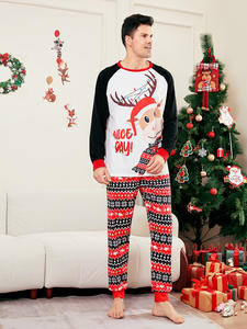 Vente <span class=keywords><strong>en</strong></span> Gros à Bas Prix Nouveauté Hiver Vêtements d'Intérieur Parent-Enfant Ensemble de Pyjama pour Femme Imprimé Noël Doux - Product Image 2