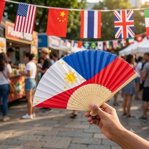 Abanico Plegable de Bambú con Diseño de Bandera Nacional Personalizada, Abanico de Mano con Forma de Libélula, Arte Folclórico, Regalo Empresarial, Venta al Por Mayor - Product Image 5