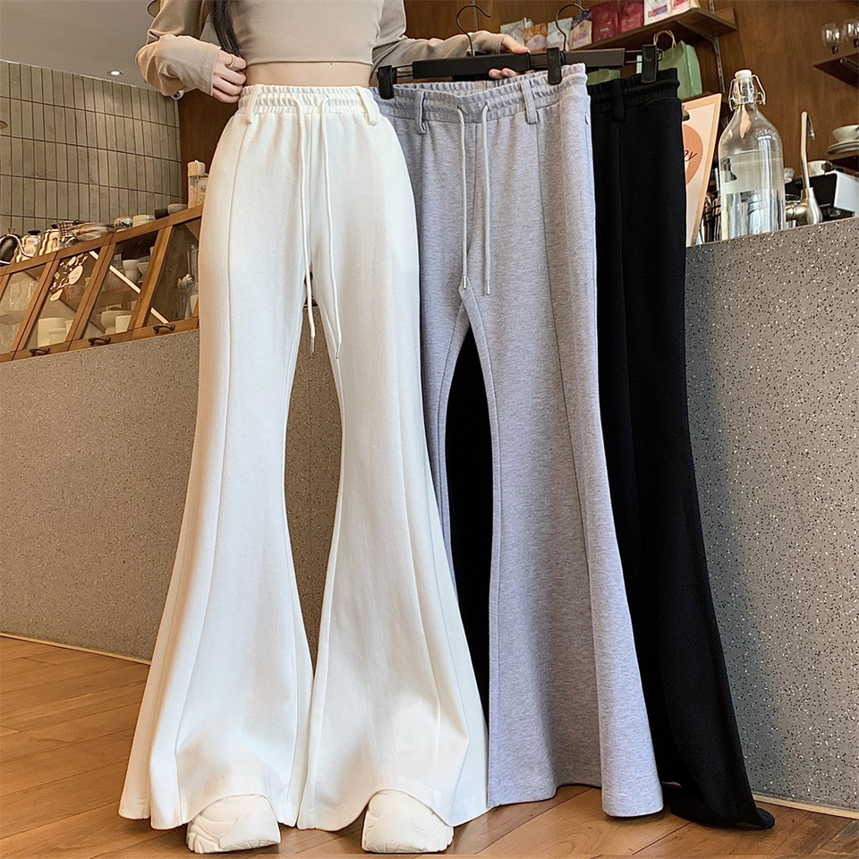 New China Spring And Autumn New Big Horn Bell Bottoms High Waist Sagging Feeling Women Leisure Sports Pants