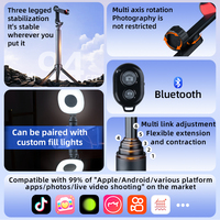 Portable pour support à trois pattes Bluetooth pour la diffusion en direct en plein air Lumière de remplissage réglable et rotation Clip arrière évolutif pour bureau