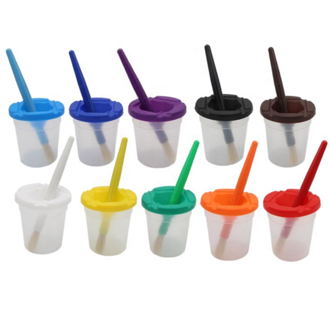 Детские художественные принадлежности, чашка для рисования без проливания, чашка для мытья краски, разноцветная чашка с щетиной