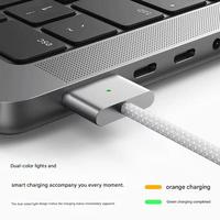 Cable Magnético de 2m y 140W con Cubierta de Nailon, Tipo-C, Carga Rápida para Dispositivos Macbook, 12 Meses de Garantía