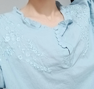 M-XXL Chinesischer Stil Damenbluse Baumwolle Leinen Vintage Stickerei Blusen Lose Kurze Damen-Tops Sommer V-Ausschnitt Kleidung - Product Image 6