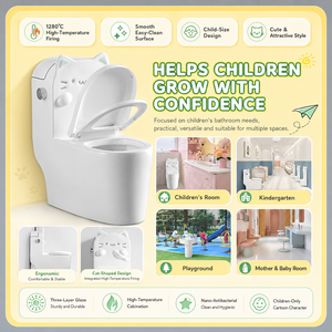 <span class=keywords><strong>WC</strong></span> en céramique à double chasse et fermeture douce, à poser au sol, avec garantie de 5 ans, idéal pour les salles de bain résidentielles, scolaires, hôtelières et de villas - Product Image 2