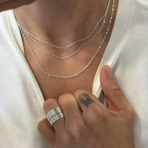 Cadena de Plata de Ley 925 Bañada en Oro de 14K SC, Collar Sencillo Básico de Plata, Cadena Cubana, Cadena <span class=keywords><strong>Chopin</strong></span>, Cadena Box O, Joyería al por Mayor 925 - Product Image 3