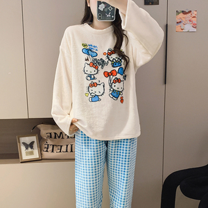<span class=keywords><strong>Pijamas</strong></span> de franela 2025 Otoño e <span class=keywords><strong>Invierno</strong></span> mujer cuello redondo dibujos animados manga larga <span class=keywords><strong>pijamas</strong></span> estudiante <span class=keywords><strong>chica</strong></span> lindo - Product Image 2