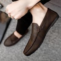 Mocassins à pampilles en daim pour hommes, style britannique, printemps-automne 2026, cousus main, à enfiler, respirants, semelle plate, chaussures habillées décontractées pour affaires