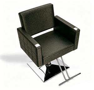 Silla de Estilismo de Cuero Negro de Lujo con Base Cromada para Salón de Belleza - Product Image 3