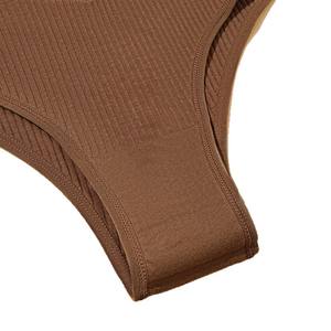 กางเกงในทรงสามเหลี่ยมผ้าริบสไตล์ Maillard สำหรับผู้หญิง - เอววี ระบายอากาศได้ดี ผ้าฝ้าย เซ็กซี่ ยกกระชับสะโพก - Product Image 4