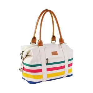 Bolso de Mano de Lona con Rayas Clásicas, Estilo Inglés, Colores Personalizados, Bordado con Diamantes, Cierre de Dos Cremalleras, para Mujer - Product Image 2