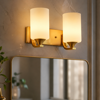 Applique murale LED dorée 5Wx2 E27 à double verre, lumière blanc chaud, pour chambre, hôtel, coiffeuse, AC85-265V, luminaire d'intérieur moderne