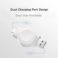 Chargeur sans fil magnétique portable, mini chargeur rapide pour montre connectée avec ports Type-C + USB