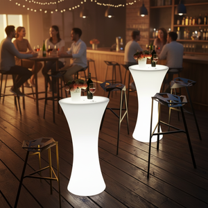 Juego de Muebles con Barra LED, Mesas para Fiestas, Discotecas, Eventos, Banquetes, Taburetes de <span class=keywords><strong>Bar</strong></span> Portátiles, Mesa de Cóctel LED Brillante de 16 Colores - Product Image 2