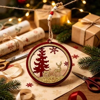 Décorations de Noël rustiques en bois en gros, ornements suspendus de bonhomme de neige style ferme, découpés au laser sur mesure, décorations de vacances OEM