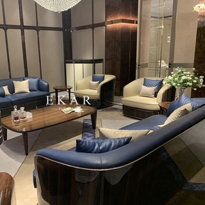 Sofá italiano real moderno de alta gama, sala de estar, sofá Seccional de cuero - Product Image 3