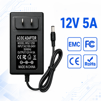 Direktvertrieb 100-240V Amerikanischer US-Stecker 6-fach Schutz 12V 5A 60W Wand-Netzadapter für LED-Streifen Beleuchtungssystem