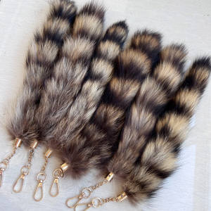 Llavero de cola de piel de zorro mapache Real esponjoso de fábrica Clip de cola de piel Natural ropa colgante bolso accesorios gancho borla - Product Image 1