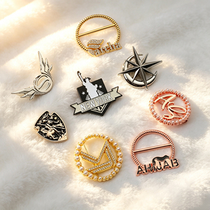 Gold Rose Gold <b>Initial</b> Letter Brooches Heart Logo Pin Badge Clothing Label Garment Decorative Metal Plated Stitch Laser Cut - Product Image 5