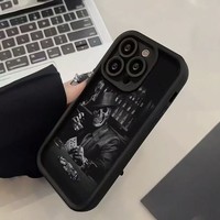 Coque antichoc en silicone gel à motif animalier sombre pour iPhone 17 Pro, avec cordon, compatible également avec les modèles 15, 14/13 Pro Max et 12 X