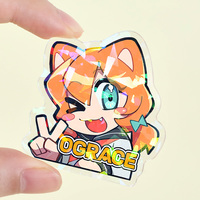 Badges et épingles en acrylique holographique transparents imprimés avec logo personnalisé Vograce, design créatif