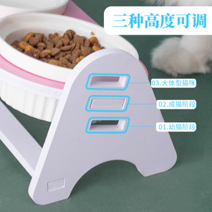 Ceramic Cat Bowl Double Design Adjustable Height Detachable Stand For Cats - Product Image 2
