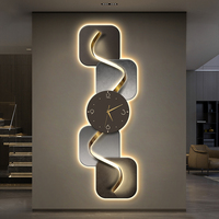 Peinture décorative moderne de luxe pour salon et véranda avec horloge et lampe LED, peinture murale abstraite, peinture murale suspendue
