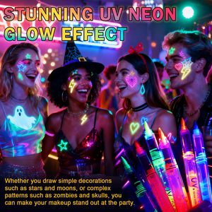 Dark Temporary Body <b>Paint</b> <b>UV</b> Neon Face <b>Paint</b> Face Painting Pens Tattoo Markers Skin Festival Essentials Easter - Product Image 5