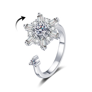 Rotating Adjustable Zircon <b>Ring</b> Relieving <b>Anxiety</b> Stress Fresh Scene <b>Gold</b> Silver Color Wholesale <b>Ring</b> Shiny Jewelry - Product Image 2