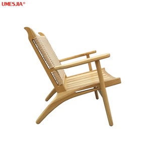 Muebles de sala modernos de madera maciza de ceniza naturaleza ratán tejido cuerda de papel sillón <span class=keywords><strong>chaise</strong></span> <span class=keywords><strong>Lounge</strong></span> silla cojín - Product Image 3