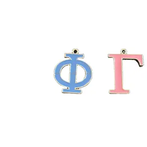 Griechische Schwestern schaft weiblich Gamma Phi Delta Pink Blue Letter Charm Anhänger Schmuck Zubehör Passend Halskette Armband Drops hipping