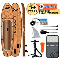 Planche de paddle gonflable en grain de bois, vente en gros d'usine, SUP polyvalent avec accessoires complets et certifié CE