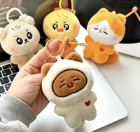 Porte-clés en peluche mignon en forme de cœur, petit animal de compagnie, ours, canard, chat de dessin animé, pendentif de sac à chaîne de perles, breloque en peluche Kawaii, vente en gros personnalisée