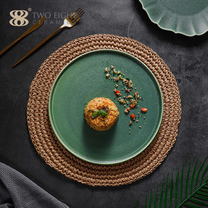 <span class=keywords><strong>Set</strong></span> di <span class=keywords><strong>Piatti</strong></span> in Ceramica Verde Rotonda Smaltata di Dubai, Stoviglie per Ristorante, Servizio di Porcellana - Product Image 4