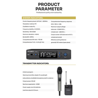 Microphone sans fil UHF STABCL ST-9310 à canal unique, véritable diversité, cravate et portable, avec suppression du bruit, pour utilisation extérieure, en métal