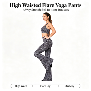 <span class=keywords><strong>SATINA</strong></span> Leggings évasés taille haute à jambes larges – Taille élastique extensible dans quatre directions – Imprimés et unis – Grande taille (XX-Large Herbage White) - Product Image 1